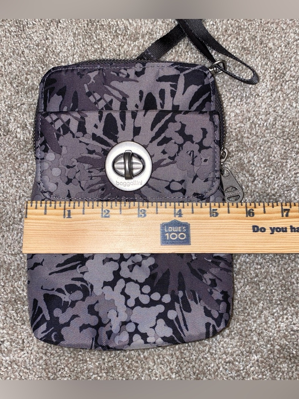 Baggallini Lima Mini Crossbody Bag Gray Black Print RFID Travel - Picture 6 of 7